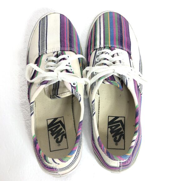 VANS Sneaker Shoes Multicolor Striped Low Tops W6.5 M5 - Picture 6 of 12